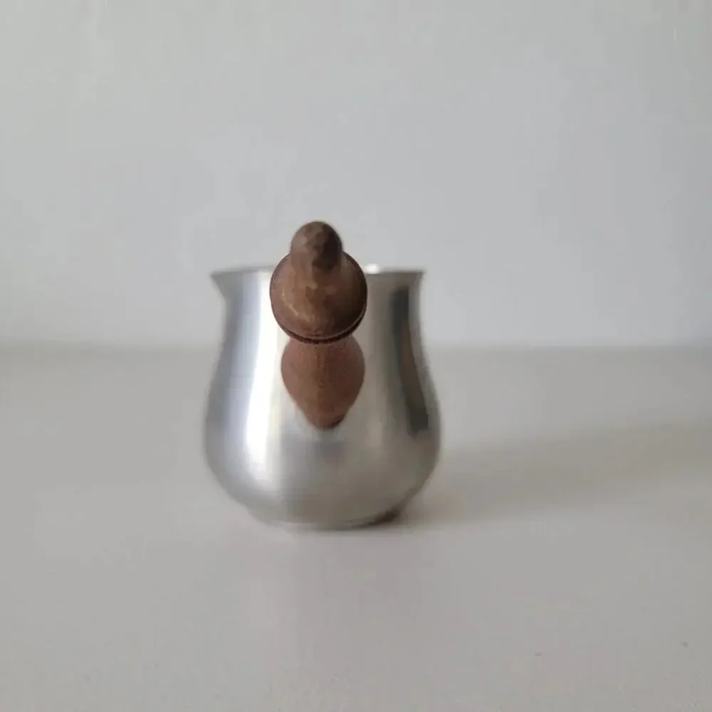 Vintage International Pewter Brandy Warmer Stainless Steel with Wooden Handle